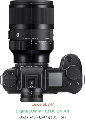 Leica SL3-P with Sigma 50mm F1.2 DG DN Art Lens Size