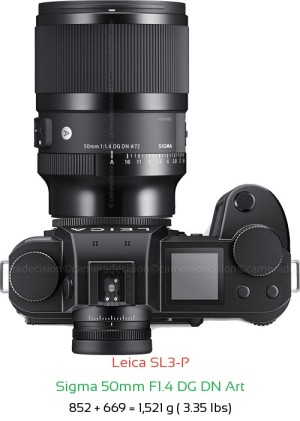 Leica SL3-P with Sigma 50mm F1.4 DG DN Art Lens Size