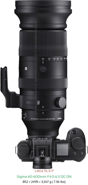 Leica SL3-P with Sigma 60-600mm F4.5-6.3 DG DN Lens Size