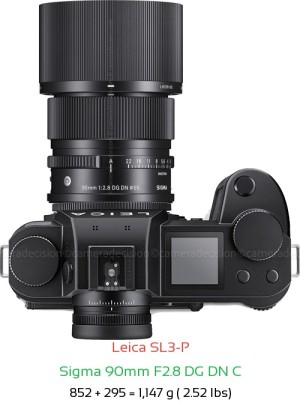 Leica SL3-P with Sigma 90mm F2.8 DG DN C Lens Size