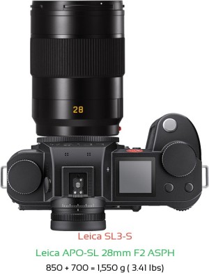 Leica SL3-S with Leica APO-SL 28mm F2 ASPH Lens Size