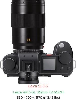 Leica SL3-S with Leica APO-SL 35mm F2 ASPH Lens Size