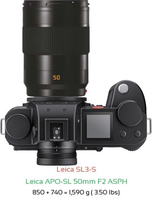 Leica SL3-S with Leica APO-SL 50mm F2 ASPH Lens Size