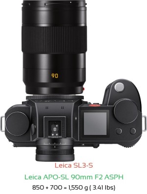 Leica SL3-S with Leica APO-SL 90mm F2 ASPH Lens Size