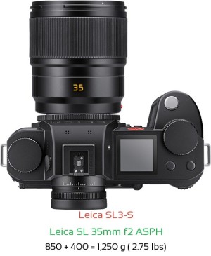 Leica SL3-S with Leica SL 35mm f2 ASPH Lens Size