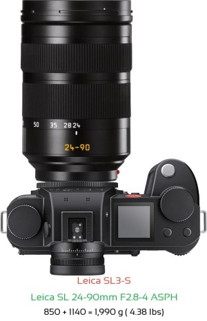 Leica SL3-S with Leica SL 24-90mm F2.8-4 ASPH Lens Size