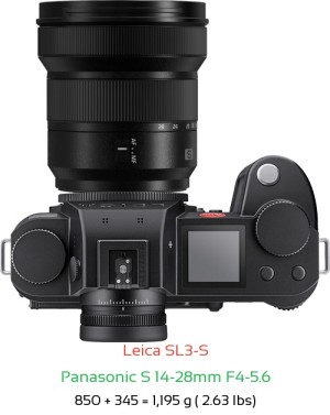Leica SL3-S with Panasonic S 14-28mm F4-5.6 Lens Size