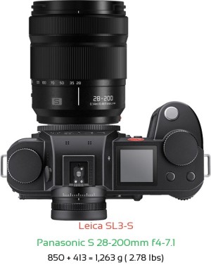 Leica SL3-S with Panasonic S 28-200mm f4-7.1 Lens Size