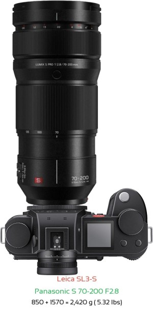 Leica SL3-S with Panasonic S 70-200 F2.8 Lens Size