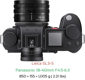 Leica SL3-S with Panasonic 18-40mm F4.5-6.3 Lens Size