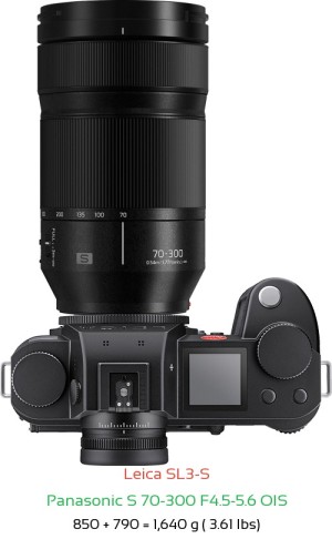 Leica SL3-S with Panasonic S 70-300 F4.5-5.6 OIS Lens Size