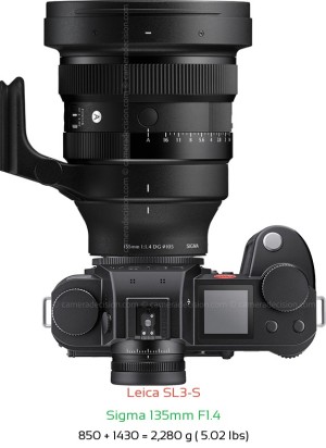 Leica SL3-S with Sigma 135mm F1.4 Lens Size