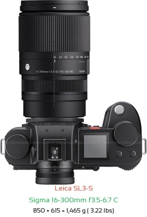 Leica SL3-S with Sigma 16-300mm f3.5-6.7 C Lens Size