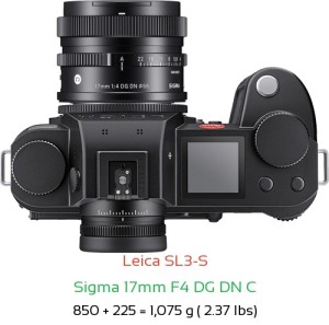 Leica SL3-S with Sigma 17mm F4 DG DN C Lens Size