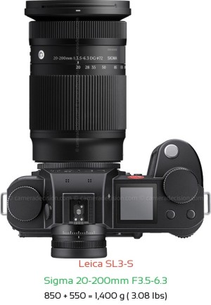 Leica SL3-S with Sigma 20-200mm F3.5-6.3 Lens Size