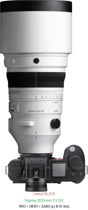 Leica SL3-S with Sigma 200mm F2 DG Lens Size