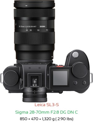 Leica SL3-S with Sigma 28-70mm F2.8 DG DN C Lens Size