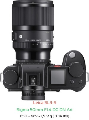 Leica SL3-S with Sigma 50mm F1.4 DG DN Art Lens Size