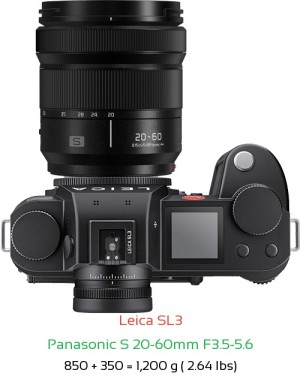 Leica SL3 with Panasonic S 20-60mm F3.5-5.6 Lens Size