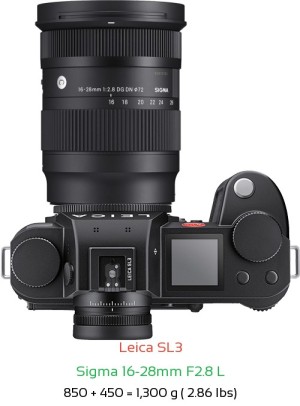 Leica SL3 with Sigma 16-28mm F2.8 L Lens Size