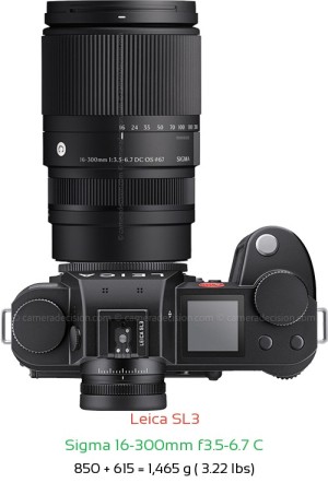 Leica SL3 with Sigma 16-300mm f3.5-6.7 C Lens Size