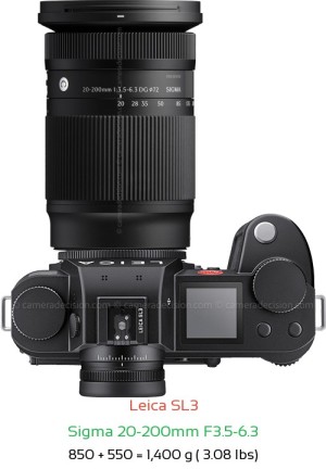 Leica SL3 with Sigma 20-200mm F3.5-6.3 Lens Size