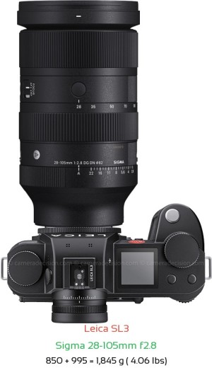 Leica SL3 with Sigma 28-105mm f2.8 Lens Size