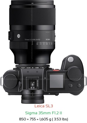 Leica SL3 with Sigma 35mm F1.2 II Lens Size