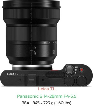Leica TL with Panasonic S 14-28mm F4-5.6 Lens Size