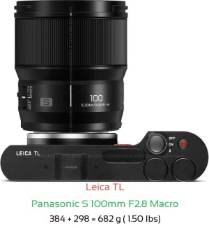 Leica TL with Panasonic S 100mm F2.8 Macro Lens Size