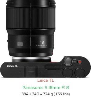 Leica TL with Panasonic S 18mm F1.8 Lens Size