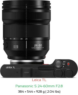 Leica TL with Panasonic S 24-60mm F2.8 Lens Size