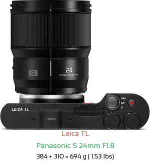Leica TL with Panasonic S 24mm F1.8 Lens Size