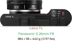 Leica TL with Panasonic S 26mm F8 Lens Size