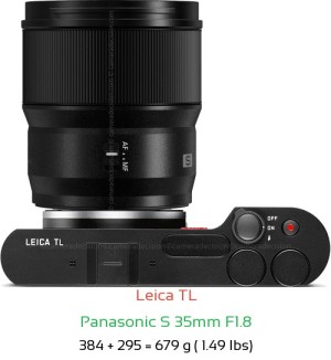 Leica TL with Panasonic S 35mm F1.8 Lens Size