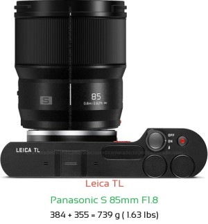 Leica TL with Panasonic S 85mm F1.8 Lens Size
