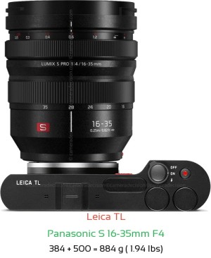 Leica TL with Panasonic S 16-35mm F4 Lens Size