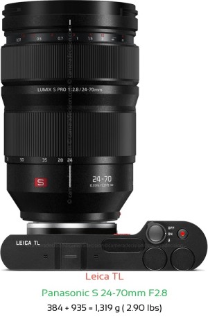 Leica TL with Panasonic S 24-70mm F2.8 Lens Size