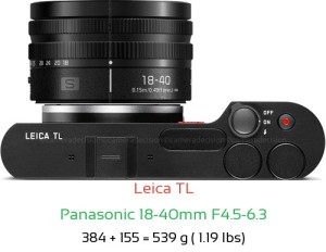 Leica TL with Panasonic 18-40mm F4.5-6.3 Lens Size