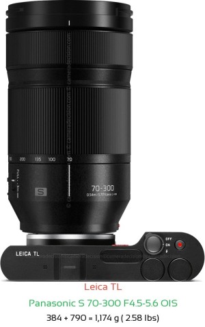 Leica TL with Panasonic S 70-300 F4.5-5.6 OIS Lens Size