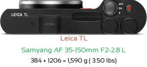 Leica TL with Samyang AF 35-150mm F2-2.8 L Lens Size