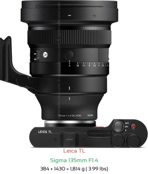 Leica TL with Sigma 135mm F1.4 Lens Size