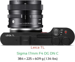 Leica TL with Sigma 17mm F4 DG DN C Lens Size