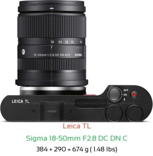 Leica TL with Sigma 18-50mm F2.8 DC DN C Lens Size