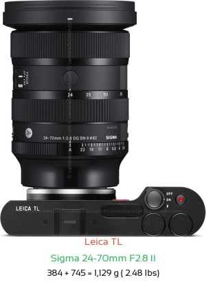 Leica TL with Sigma 24-70mm F2.8 II Lens Size