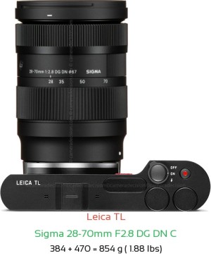 Leica TL with Sigma 28-70mm F2.8 DG DN C Lens Size