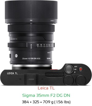 Leica TL with Sigma 35mm F2 DG DN Lens Size