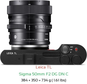 Leica TL with Sigma 50mm F2 C Lens Size
