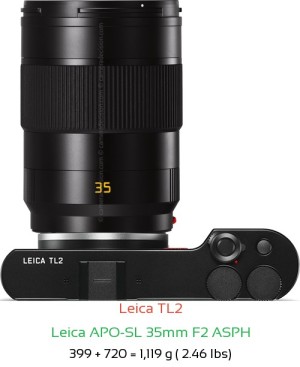 Leica TL2 with Leica APO-SL 35mm F2 ASPH Lens Size