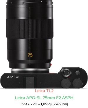 Leica TL2 with Leica APO-SL 75mm F2 ASPH Lens Size